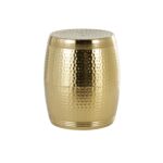 Gold Metal Handmade Hammered Drum Side End Accent Table with Hammered Design - Image 3