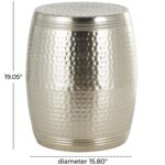Silver Metal Handmade Hammered Drum Side End Accent Table with Hammered Design - Image 3