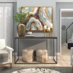 Gold Aluminum Metal Wide Brushed Decorative Vase with Hammered Top - Image 4