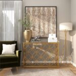 Gold Aluminum Metal Wide Brushed Decorative Vase with Hammered Top - Image 5