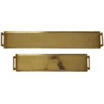 Brass Aluminum Metal Nesting Living Room Decor Tray with Metal Handles, Set of 2 - Image 2