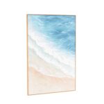 Blue Canvas Landscape Abstract Ocean Wave Living Room Framed Wall Art - Image 2