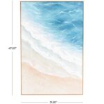 Blue Canvas Landscape Abstract Ocean Wave Living Room Framed Wall Art - Image 4