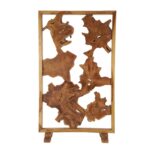 Brown Teak Wood Handmade Tall Live Edge Freestanding Partition Room Divider Screen - Image 3