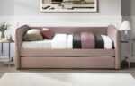 Trina Twin Upholstered Trundle Bed - Dusty Rose