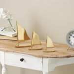 Gold Metal Sail Boat Decorative Sculpture, Set of 3