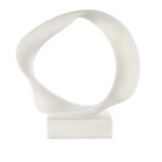 White Polystone Abstract Textured Open Wave Decorative Sculpture with Elevated Base - Image 3