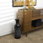 Black Capiz Shell Handmade Decorative Vase with Blue Ombre Design