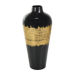 Black Metal Abstract Decorative Vase with Gold Detailing - Image 3