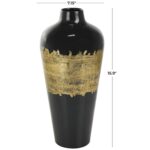 Black Metal Abstract Decorative Vase with Gold Detailing - Image 2