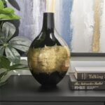 Black Metal Abstract Decorative Vase with Gold Detailing