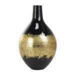 Black Metal Abstract Decorative Vase with Gold Detailing - Image 2