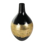 Black Metal Abstract Decorative Vase with Gold Detailing - Image 3