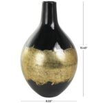 Black Metal Abstract Decorative Vase with Gold Detailing - Image 4