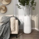 White Resin Tall Floor Decorative Vase - Image 2