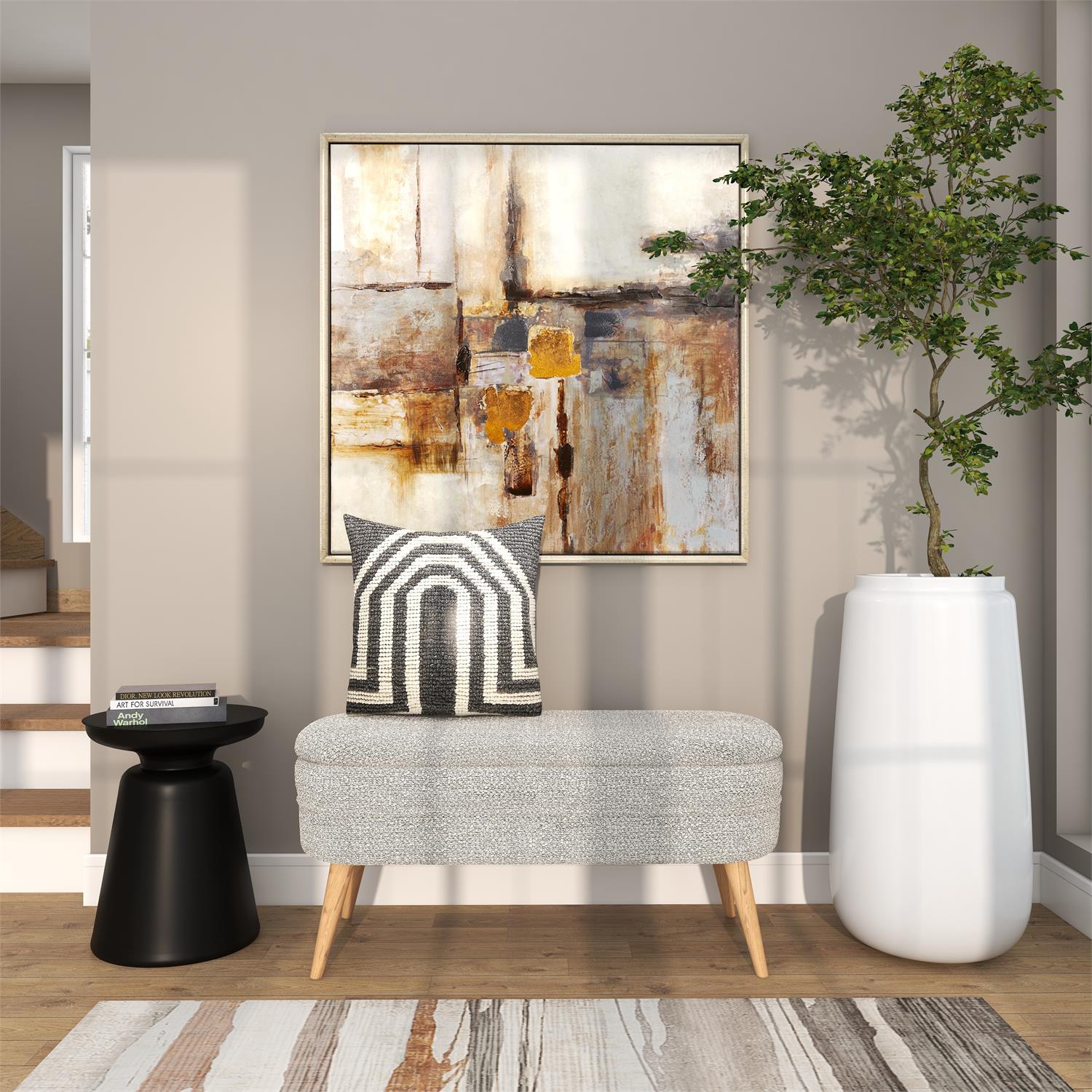12881_8 White Resin Tall Floor Decorative Vase - Image 1