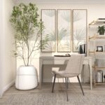 White Resin Short Floor Decorative Vase