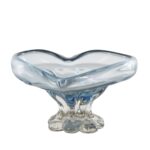 Blue Glass Heart Ombre Decorative Bowl with Folded Curve Opening and Scalloped Base - Small - Image 4