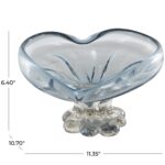 Blue Glass Heart Ombre Decorative Bowl with Folded Curve Opening and Scalloped Base - Small - Image 3