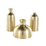Gold Metal Minimalistic Decorative Vase with Varying Shapes and Sizes, Set of 3 - Image 2