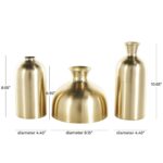 Gold Metal Minimalistic Decorative Vase with Varying Shapes and Sizes, Set of 3 - Image 3