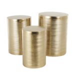 Gold Metal Drum Metallic Ribbed Side End Accent Table, Set of 3 - Image 2