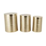 Gold Metal Drum Metallic Ribbed Side End Accent Table, Set of 3 - Image 3