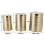 Gold Metal Drum Metallic Ribbed Side End Accent Table, Set of 3 - Image 4