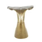 Gold Aluminum Metal Whale Tail Side End Accent Table with Weathered Distressing and Pock Marks - Image 2