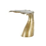 Gold Aluminum Metal Whale Tail Side End Accent Table with Weathered Distressing and Pock Marks - Image 3
