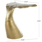 Gold Aluminum Metal Whale Tail Side End Accent Table with Weathered Distressing and Pock Marks - Image 4