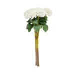 White Faux Foliage Hydrangea Tall Indoor Outdoor Artificial Flower Stem, Set of 8 - Image 3