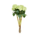 Green Faux Foliage Hydrangea Tall Indoor Outdoor Artificial Flower Stem, Set of 8 - Image 3
