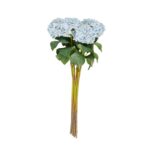 Blue Faux Foliage Hydrangea Tall Indoor Outdoor Artificial Flower Stem, Set of 8 - Image 3