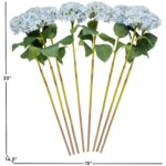 Blue Faux Foliage Hydrangea Tall Indoor Outdoor Artificial Flower Stem, Set of 8 - Image 4