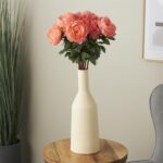 Orange Faux Foliage Peony Tall Indoor Outdoor Artificial Flower Stem, Set of 8