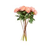 Orange Faux Foliage Peony Tall Indoor Outdoor Artificial Flower Stem, Set of 8 - Image 3