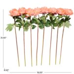 Orange Faux Foliage Peony Tall Indoor Outdoor Artificial Flower Stem, Set of 8 - Image 4