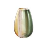 Multi Colored Glass Ombre Decorative Vase with Pink Textured Stripe Details - Image 2
