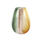 Multi Colored Glass Ombre Decorative Vase with Pink Textured Stripe Details - Image 3
