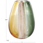 Multi Colored Glass Ombre Decorative Vase with Pink Textured Stripe Details - Image 4