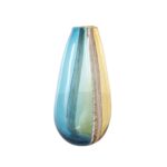 Multi Colored Glass Ombre Decorative Vase with Brown Textured Stripe Details - Image 2