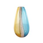 Multi Colored Glass Ombre Decorative Vase with Brown Textured Stripe Details - Image 3