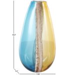 Multi Colored Glass Ombre Decorative Vase with Brown Textured Stripe Details - Image 4