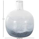 Dark Blue Glass Wavy Ombre Decorative Vase with Textured Base - Image 4