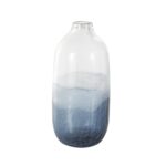 Dark Blue Glass Wavy Ombre Decorative Vase with Textured Base - Image 2