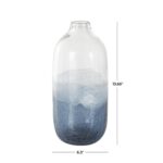 Dark Blue Glass Wavy Ombre Decorative Vase with Textured Base - Image 4