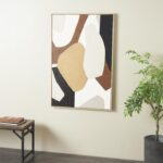 Brown Wooden Geometric Abstract Overlapping Circle Decorative Wall Art with Cream Accents