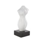 White Marble Woman Abstract Female Form Decorative Sculpture with Black Block Base - Image 2