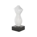 White Marble Woman Abstract Female Form Decorative Sculpture with Black Block Base - Image 3